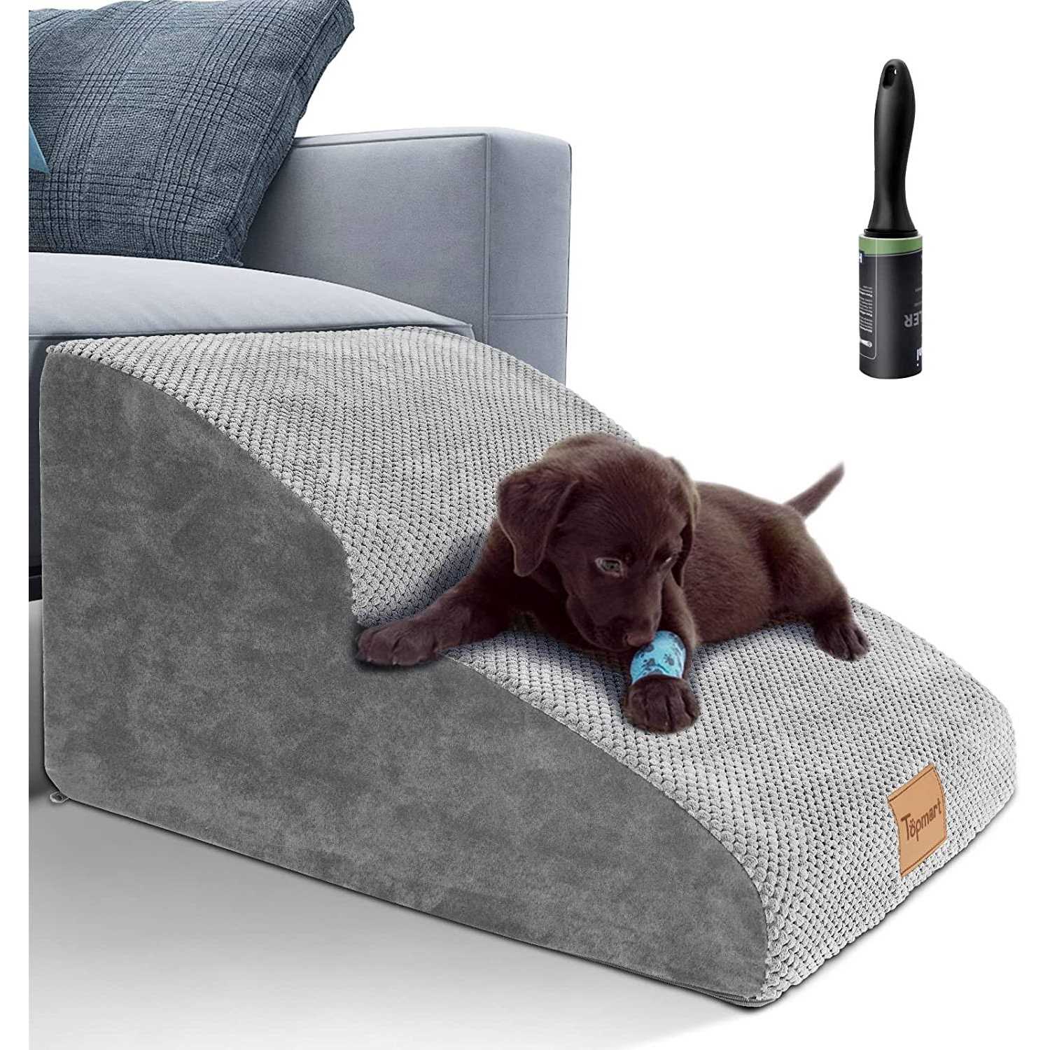 Topmart High Density Foam Dog Ramp&Steps 2 Tiers High,Non-Slip Dog Stairs,Soft Foam Dog Ladder Best for Dogs