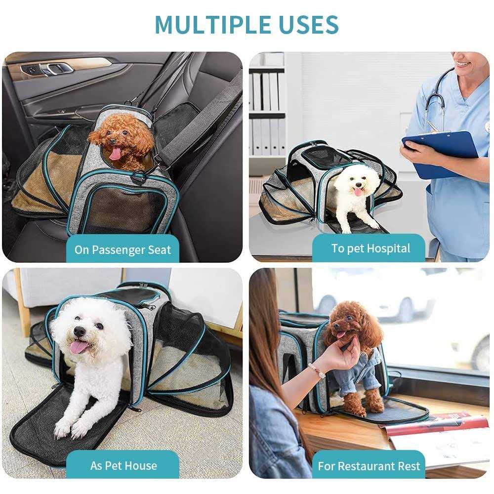BYTANA Pet Carrier Airline Approved, Expandable Foldable Soft-Sided Dog Carrier, 3 Open Doors, 2 Reflective Tapes, Pet Travel Bag Safe and Easy for Cats