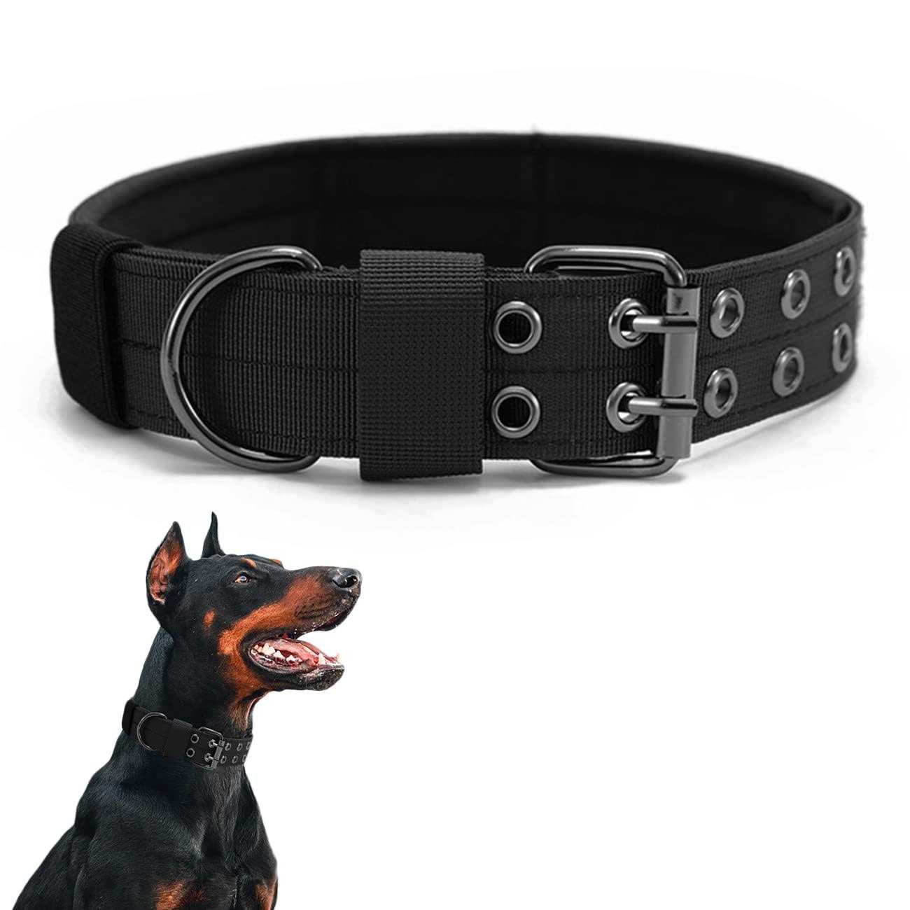 Tactical Dog Collar Military Dog Collar Nylon Adjustable Training Dog Collar Heavy Duty Metal Buckle for Medium Large Dogs