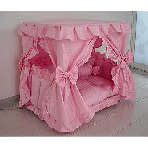 Princess Pink Pet Dog Handmade Bed House+1 candy Pillow