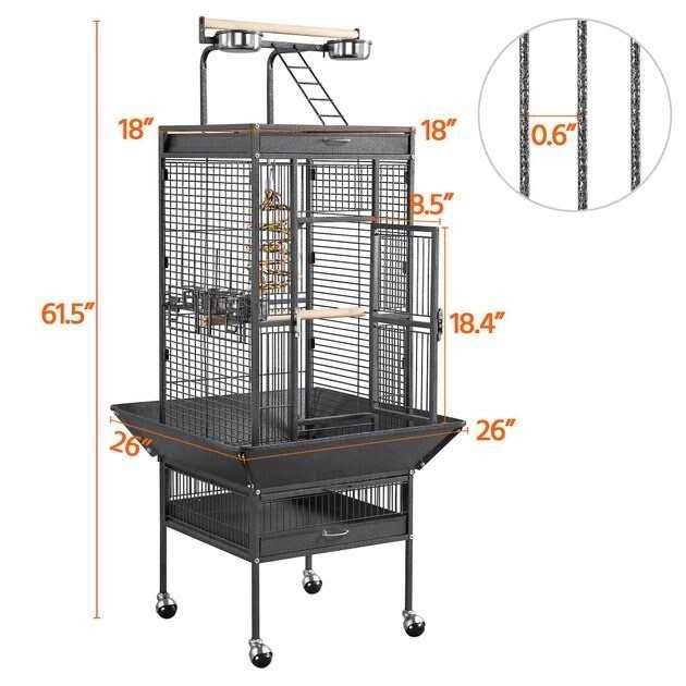 Yaheetech 61-in Rolling Parrot Cage & Playtop