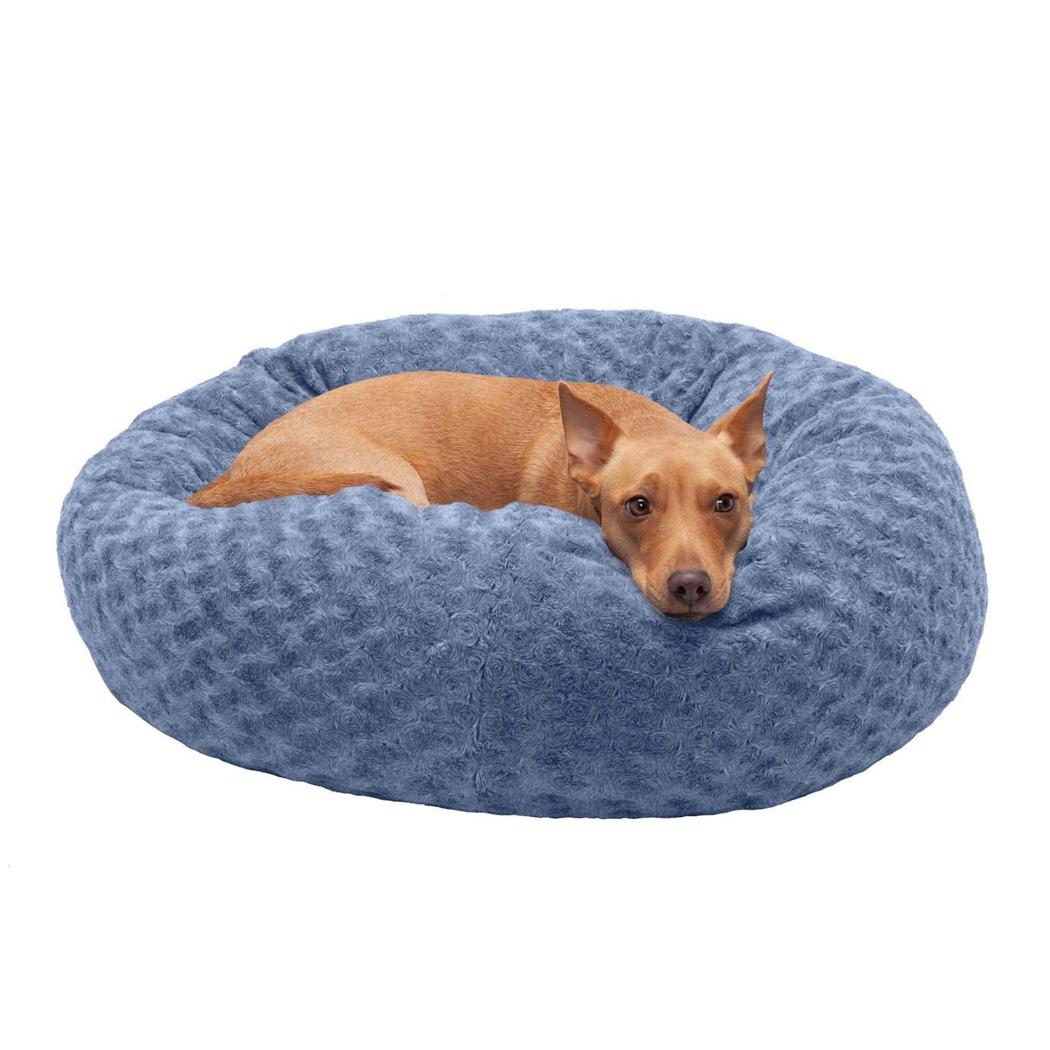 FurHaven Curly Fur Plush Donut Dog Bed