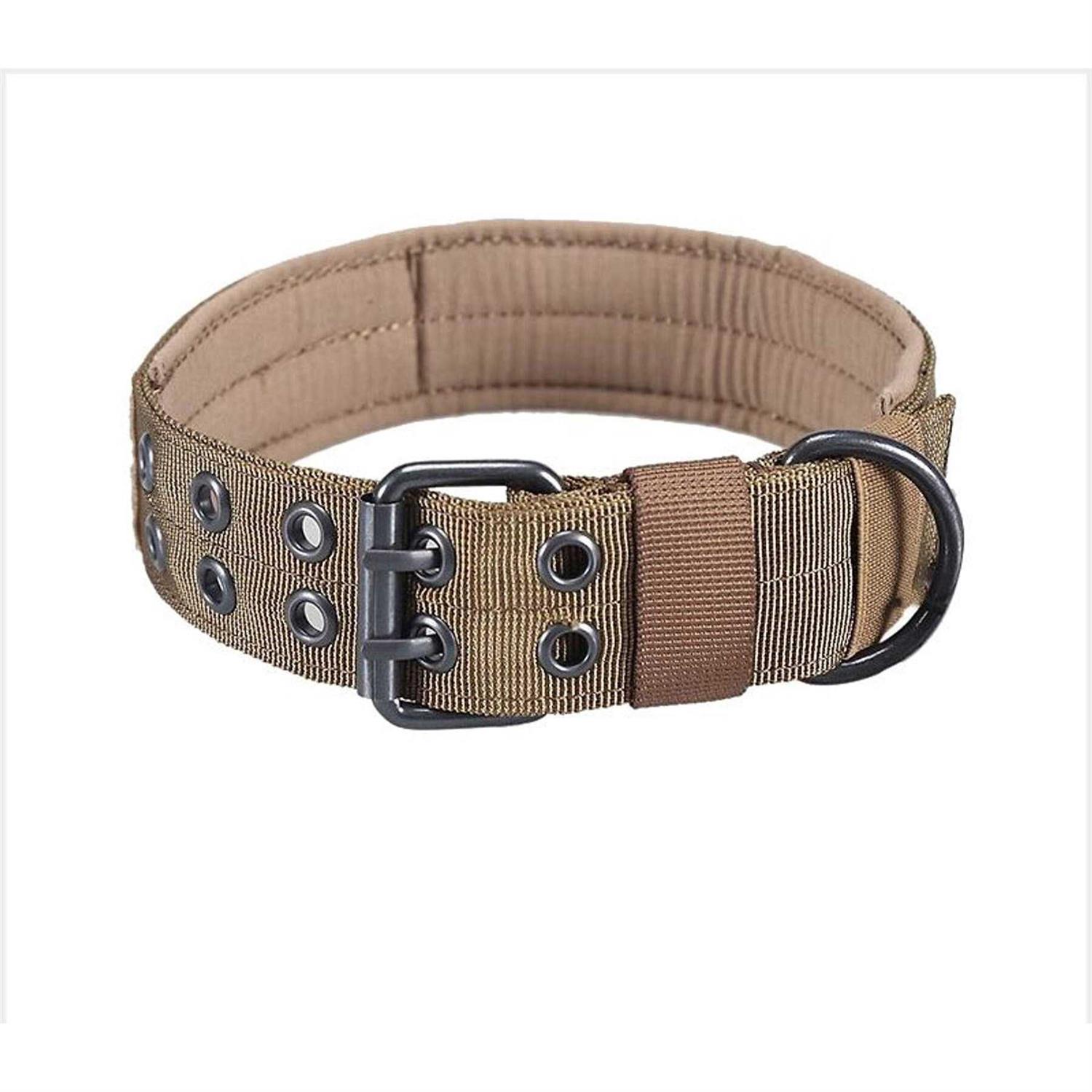 Onetigris Military Adjustable Dog Collar with Metal D Ring Buckle 2 Sizes