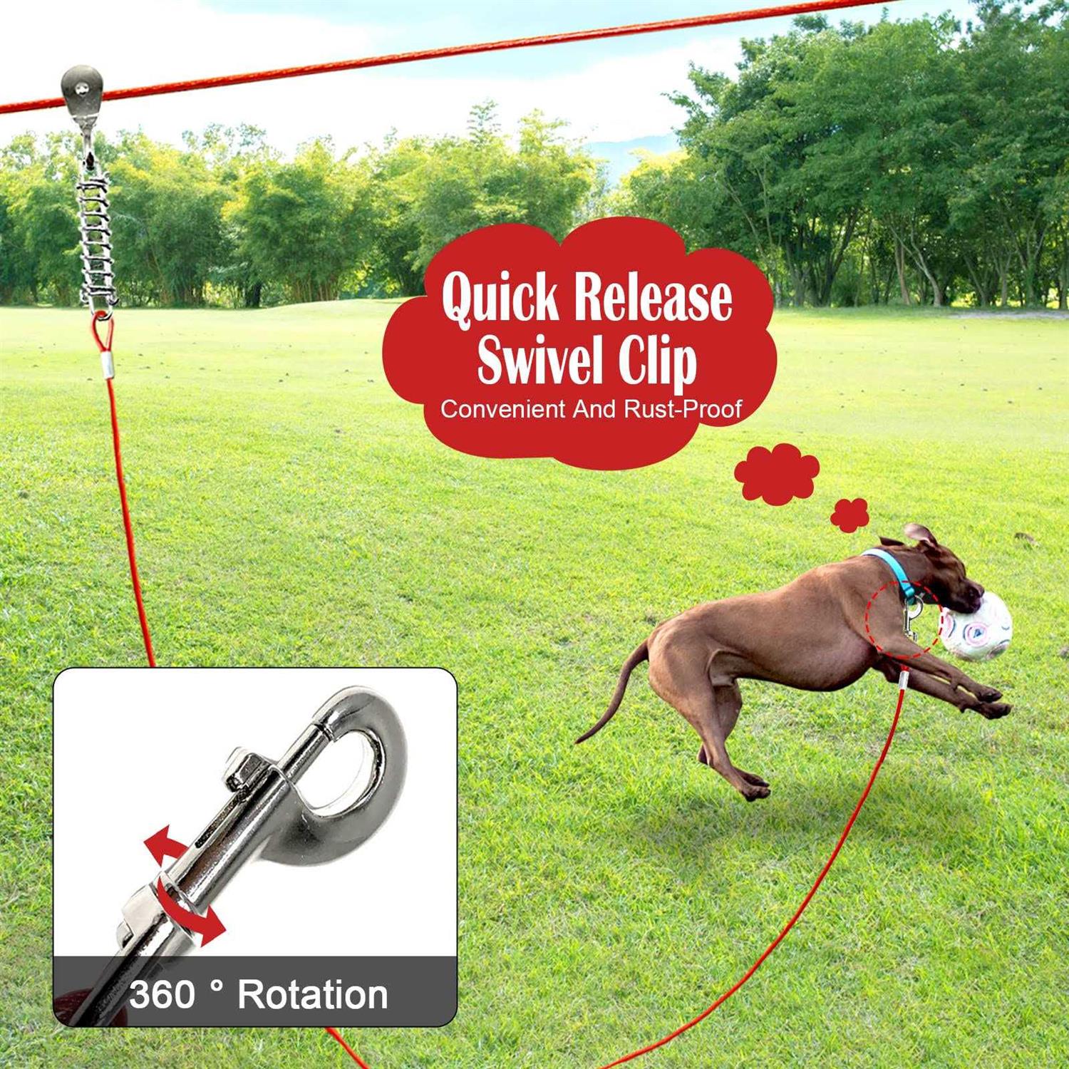 LUFFWELL Dog Runs for Outside 100FT Dog Runner for Yard Dog Tie Out Cable