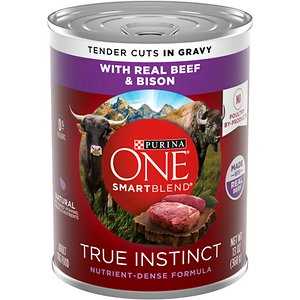 Purina ONE SmartBlend True Instinct Classic Ground Real Beef & Bison Grain-Free Wet Dog Food, 13-oz can, case of 12