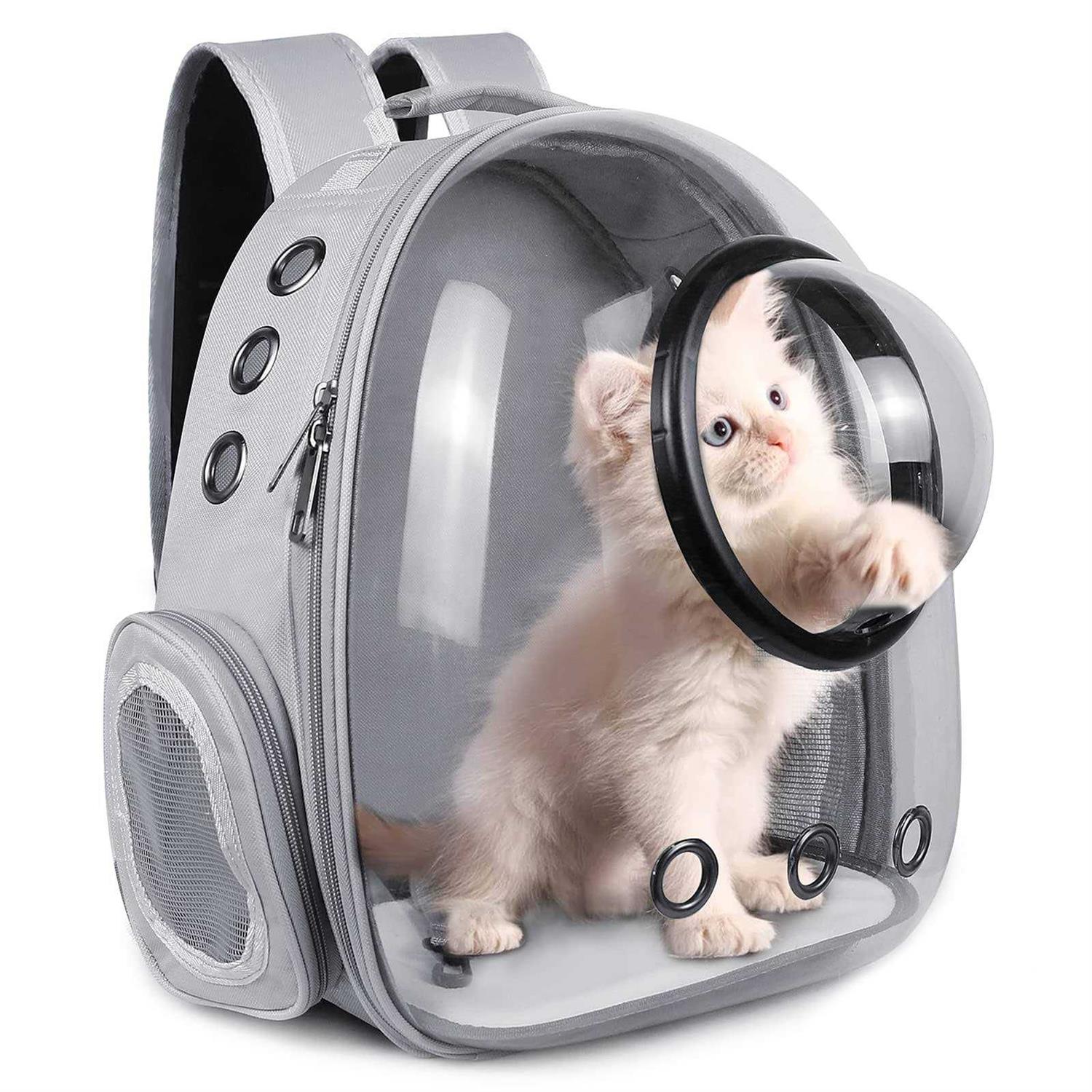 Floofi Space Capsule Backpack Dog Cat Pet Travel Carrier Grey