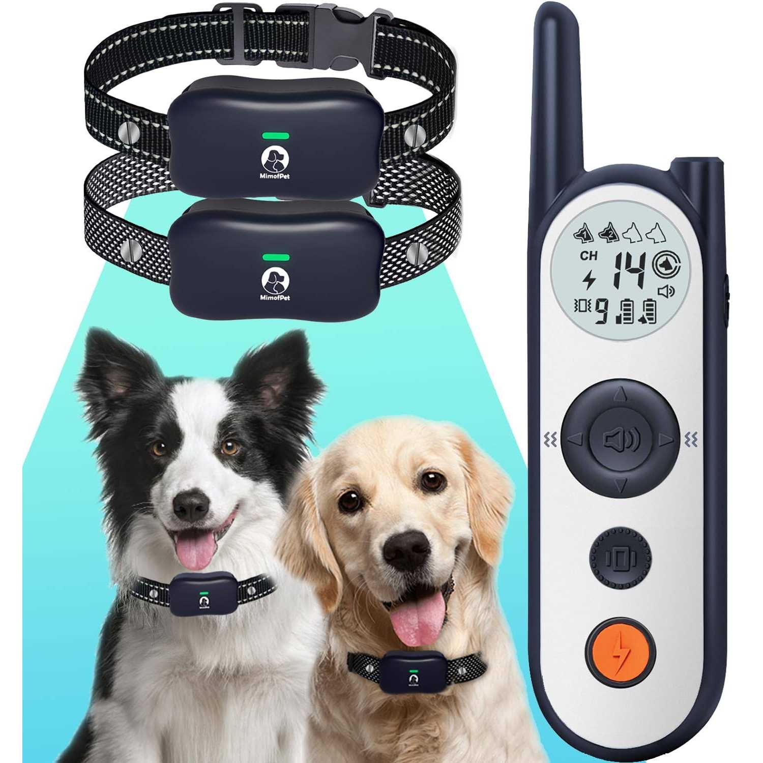 MIMOFPET Wireless Dog Fence for 2 Dogs Covers 856-Acre Wireless Dog Collar Fence System,5900FT Shock Collar with Remote,Rechargeable Electric Fence
