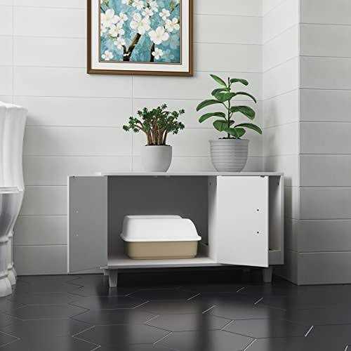 GDLF Pet Crate Cat Washroom Hidden Litter Box Enclosure as Table Nightstand with Scratch Pad,Stackable