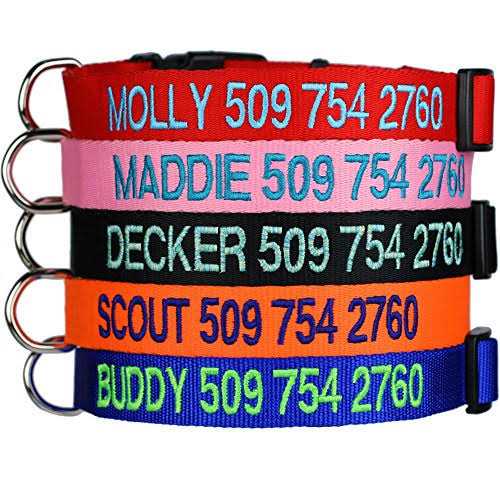 GoTags Personalized Dog Collar, Custom Embroidered with Pet Name and Phone Number and and