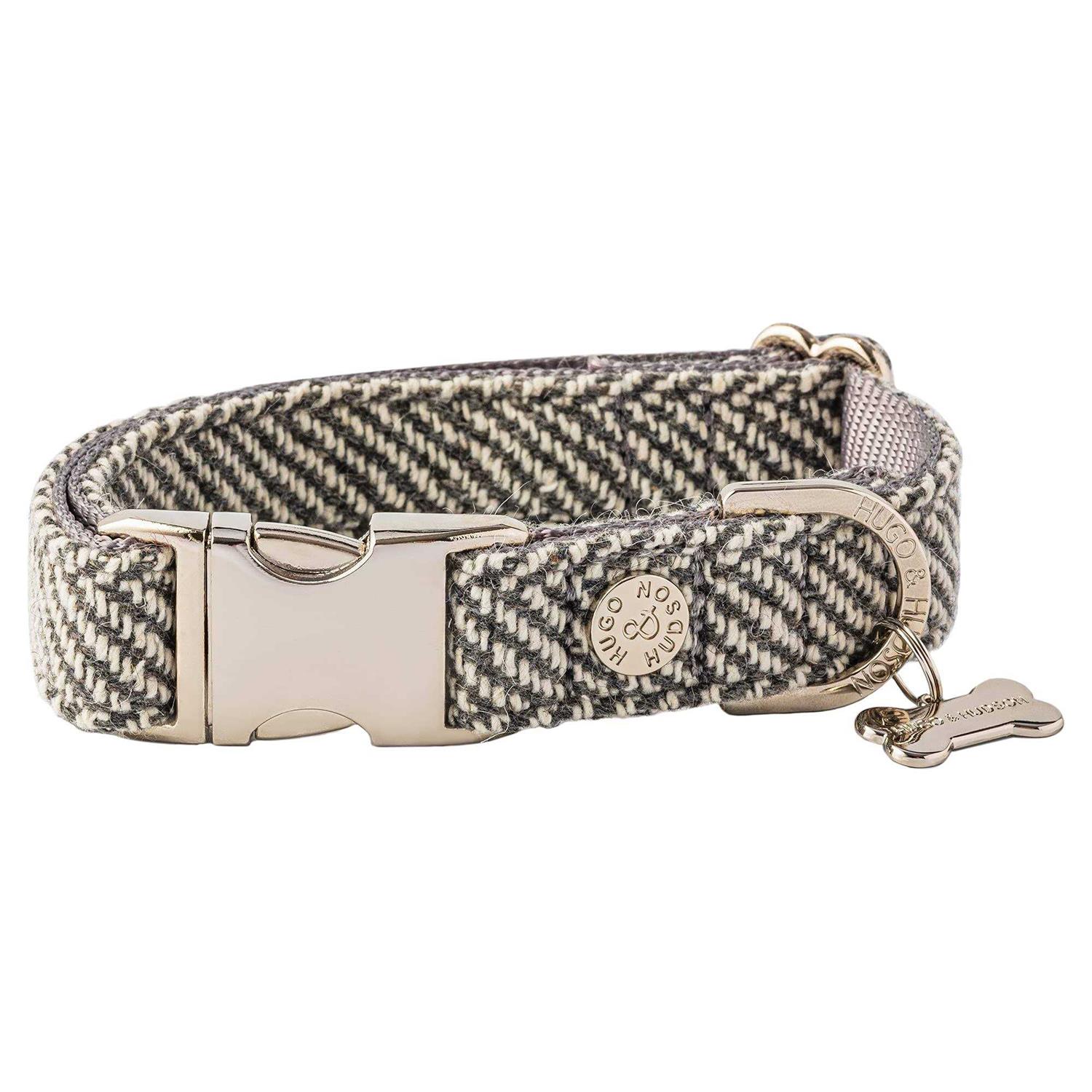 HUGO & HUDSON Tweed Dog Collar Quick Release Metal Safety Buckle