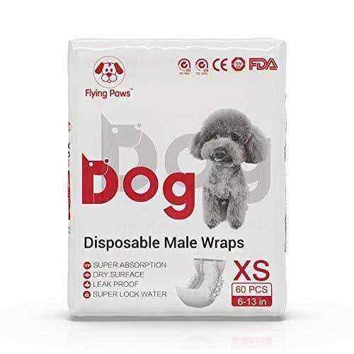 Flying Paws Male Dog Diapers Absorbent Male Dog Wraps Belly Bands for Male Dogs with Leak Protection, Excitable Urination, Incontinence, or Male