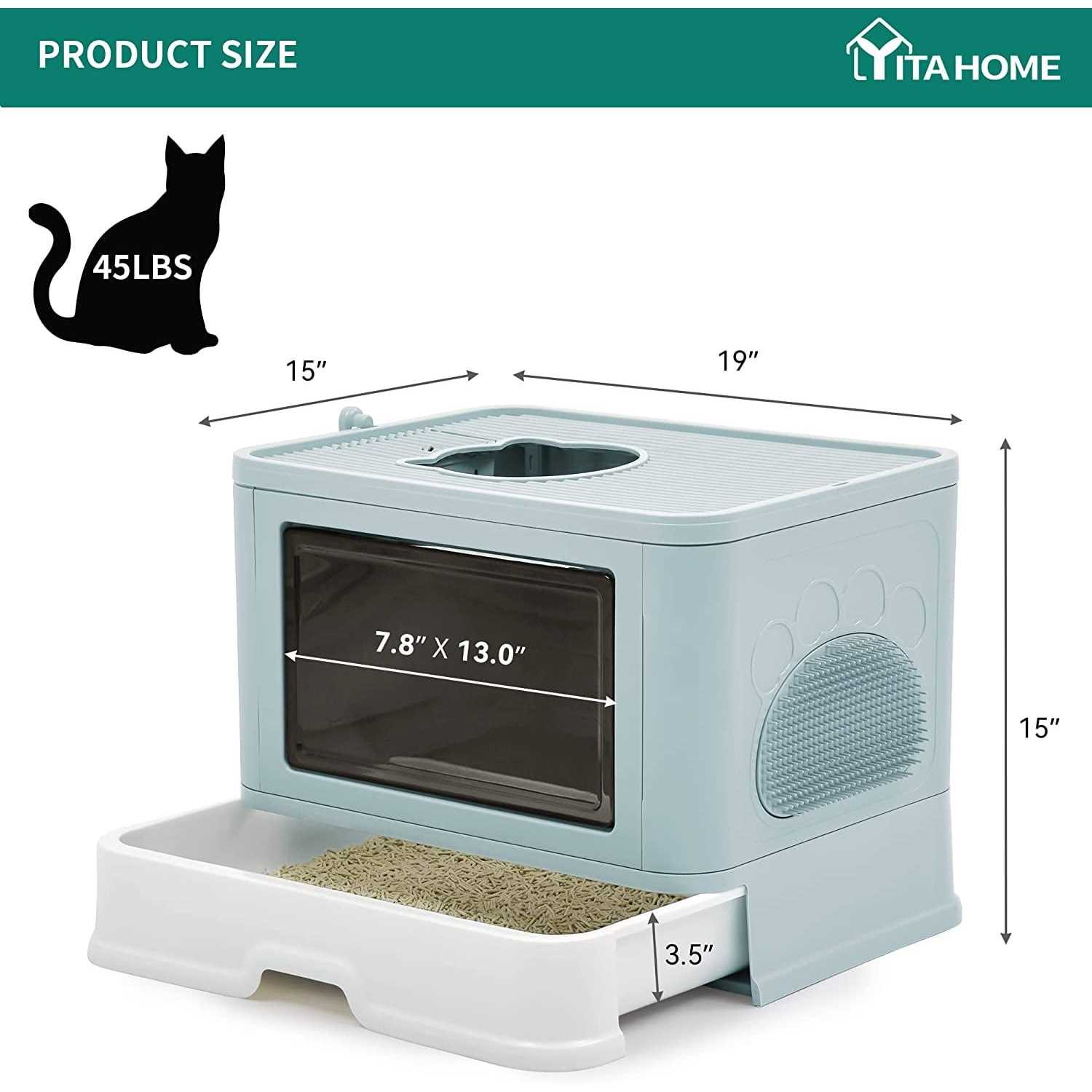 YITAHOME Large Enclosed Cat Litter Box with Lid Cover