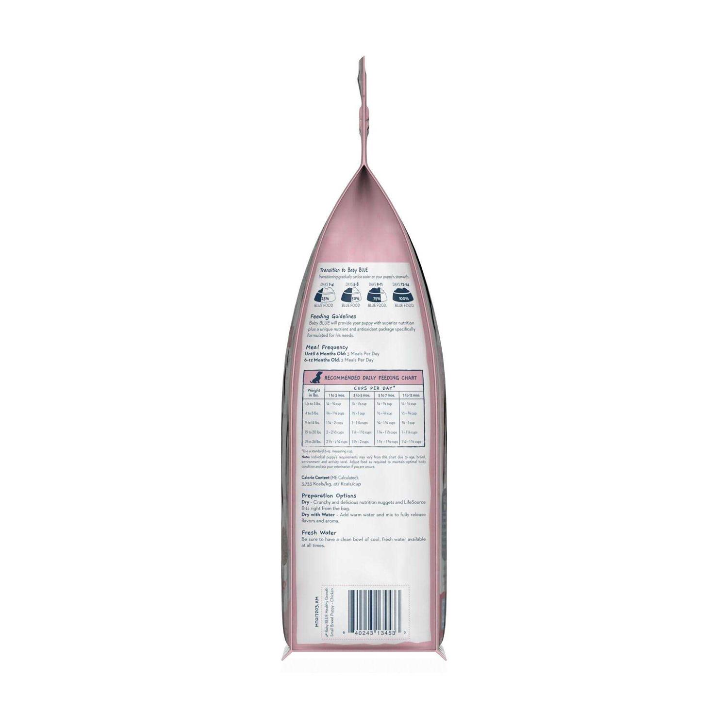 Blue Buffalo Baby Blue Healthy Growth Formula Natural Small Breed Puppy Dry Dog Food, Chicken and Oatmeal Rice Recipe 4-lb