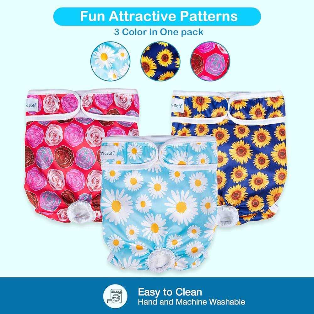Pet Soft Washable Female Diapers Female Dog Diapers Comfort Reusable Doggy Diapers for Girl Dog in Period Heat