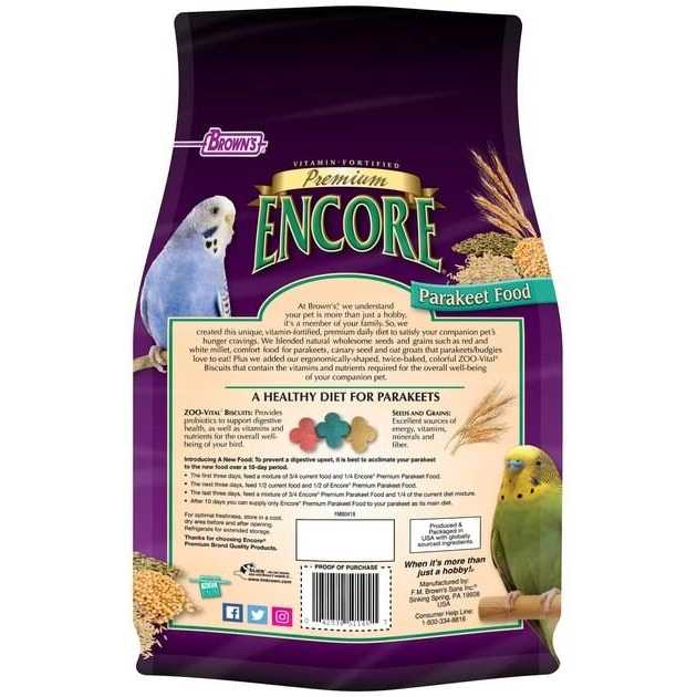 Brown’s Encore Premium Parakeet Food