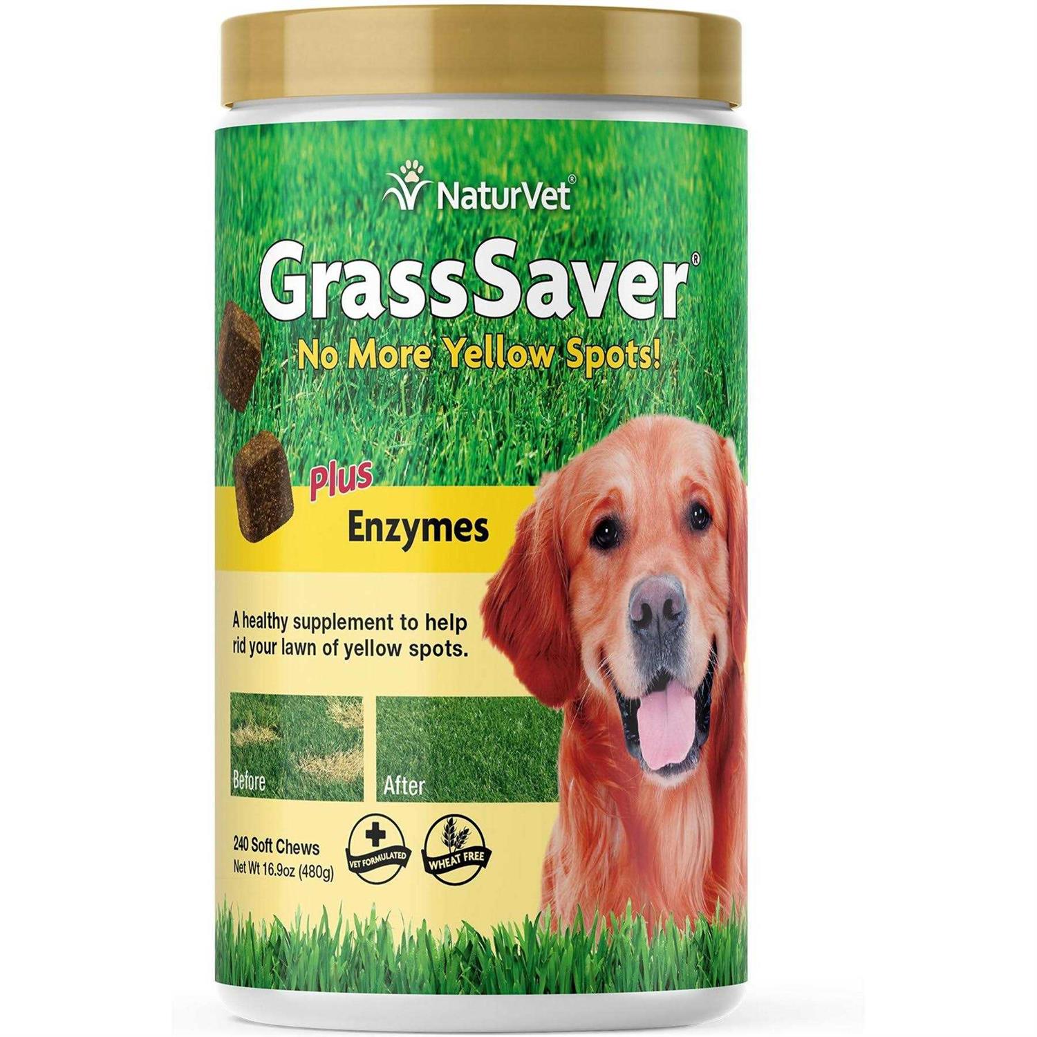 NaturVet GrassSaver Plus Enzymes for Dogs 240 Soft Chews