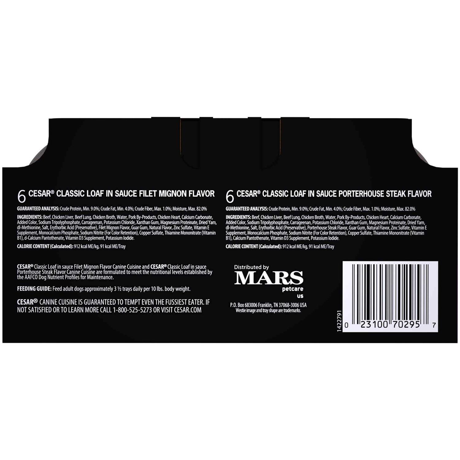 Cesar Filet Mignon & Porterhouse Steak Canine Cuisine Wet Dog Food