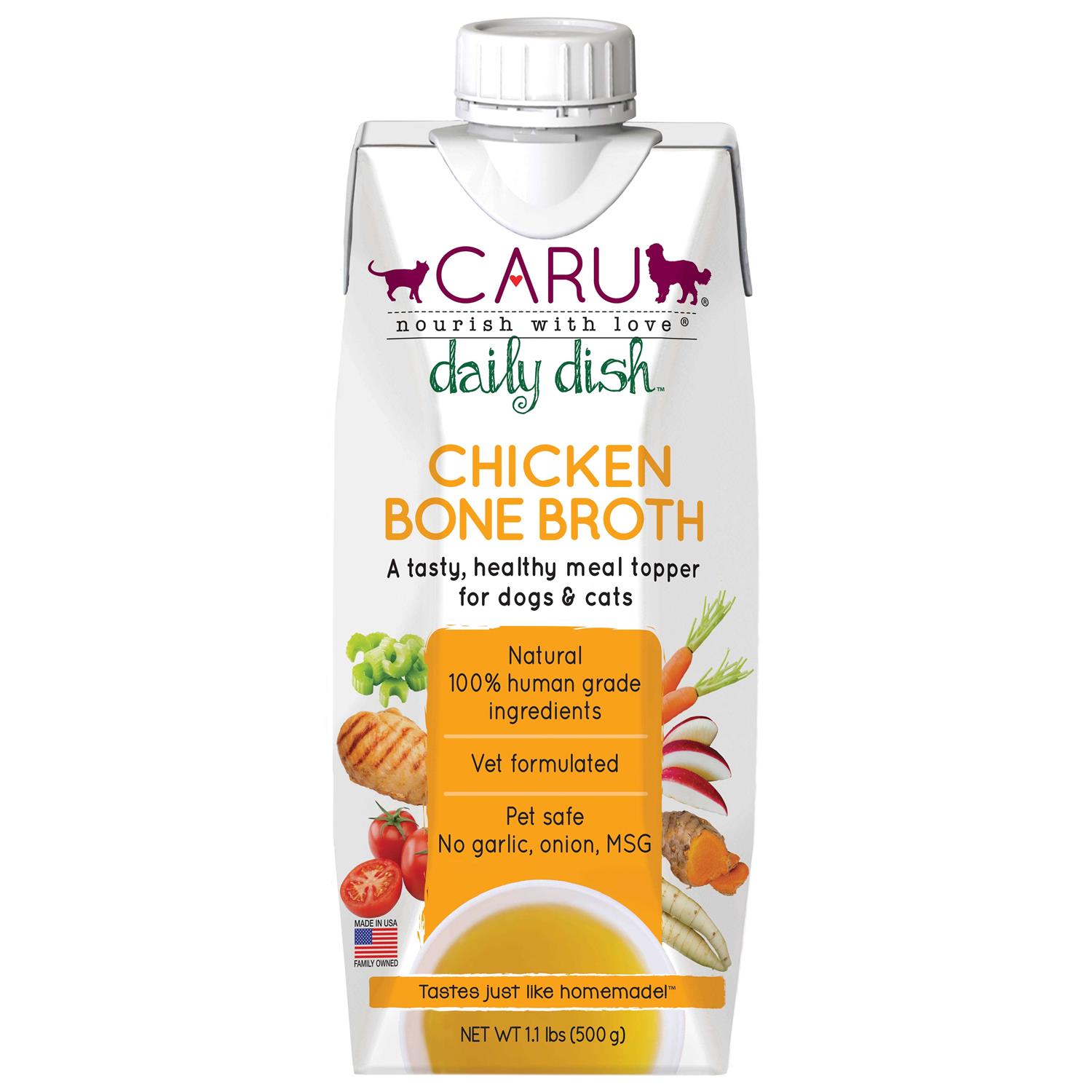 Caru Daily Dish Chicken Broth Meal Topper for Dogs and Cats