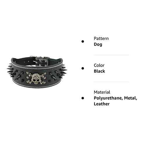 Berry Pet 3 Inch Width Sharp Spiked Studded Leather Dog Collar for Training,Sports,Walking,Travel,Dog Show,Heavy Duty,Medium Dogs,Pitbull
