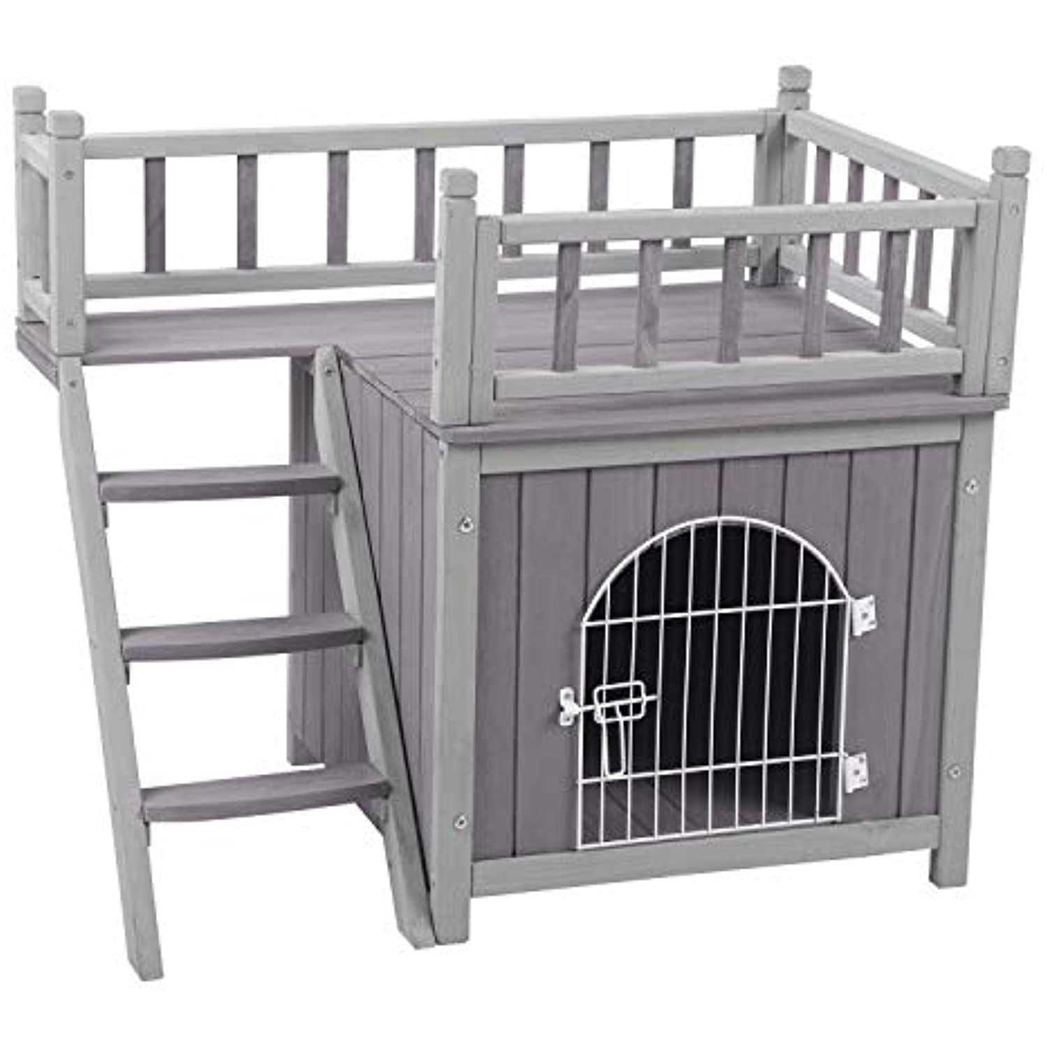 aivituvin dog house feral cat house outdoor and indoor,pet houses with stairs,2 storys