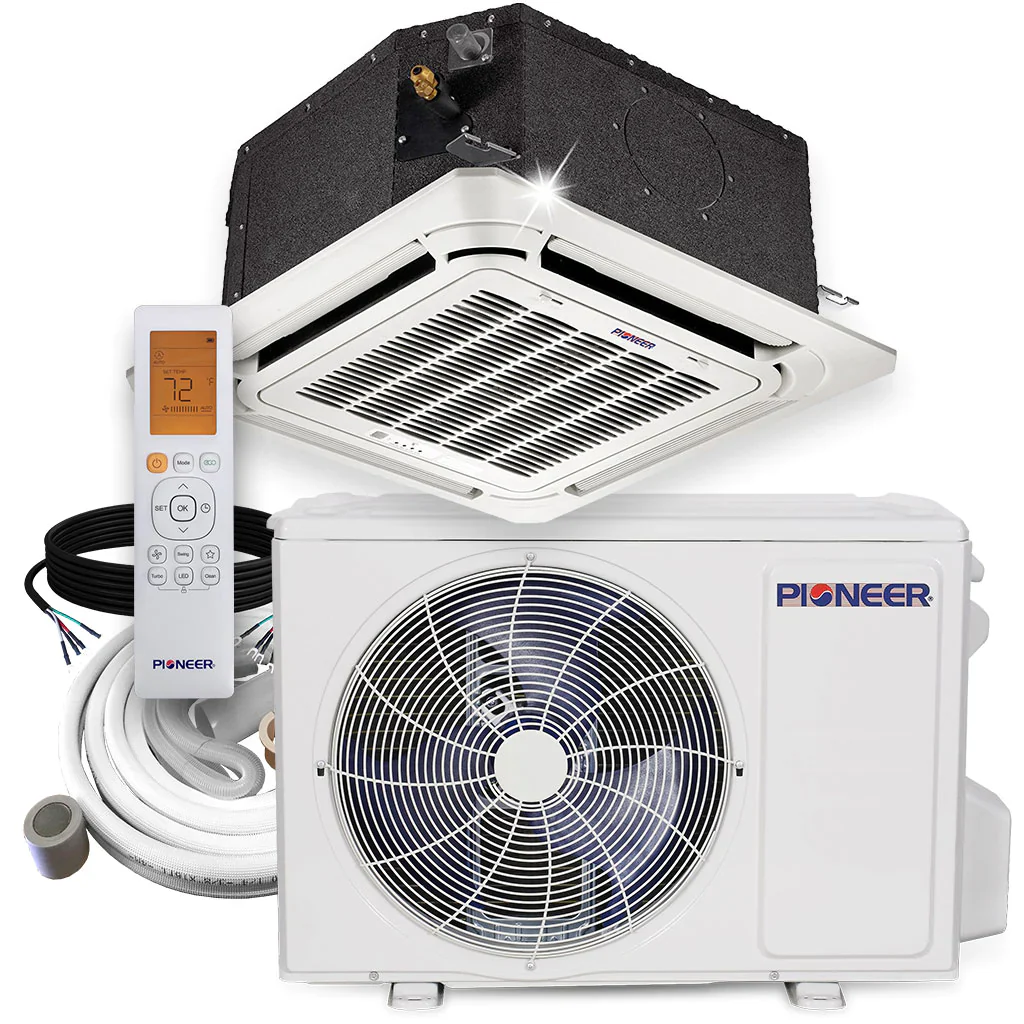 Pioneer® 9,000 BTU 20 SEER 115V SEER 8-Way Compact Cassette Mini-Split Air Conditioner Heat Pump System with 10 ft. Line Sets, CYB009AMFILCAD-10