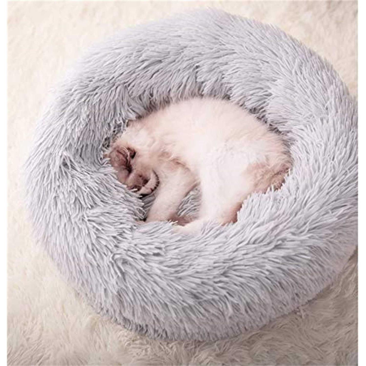 Gavenia Washable Donut Cat and Dog Bed,Soft Plush Pet Cushion,Waterproof Bottom