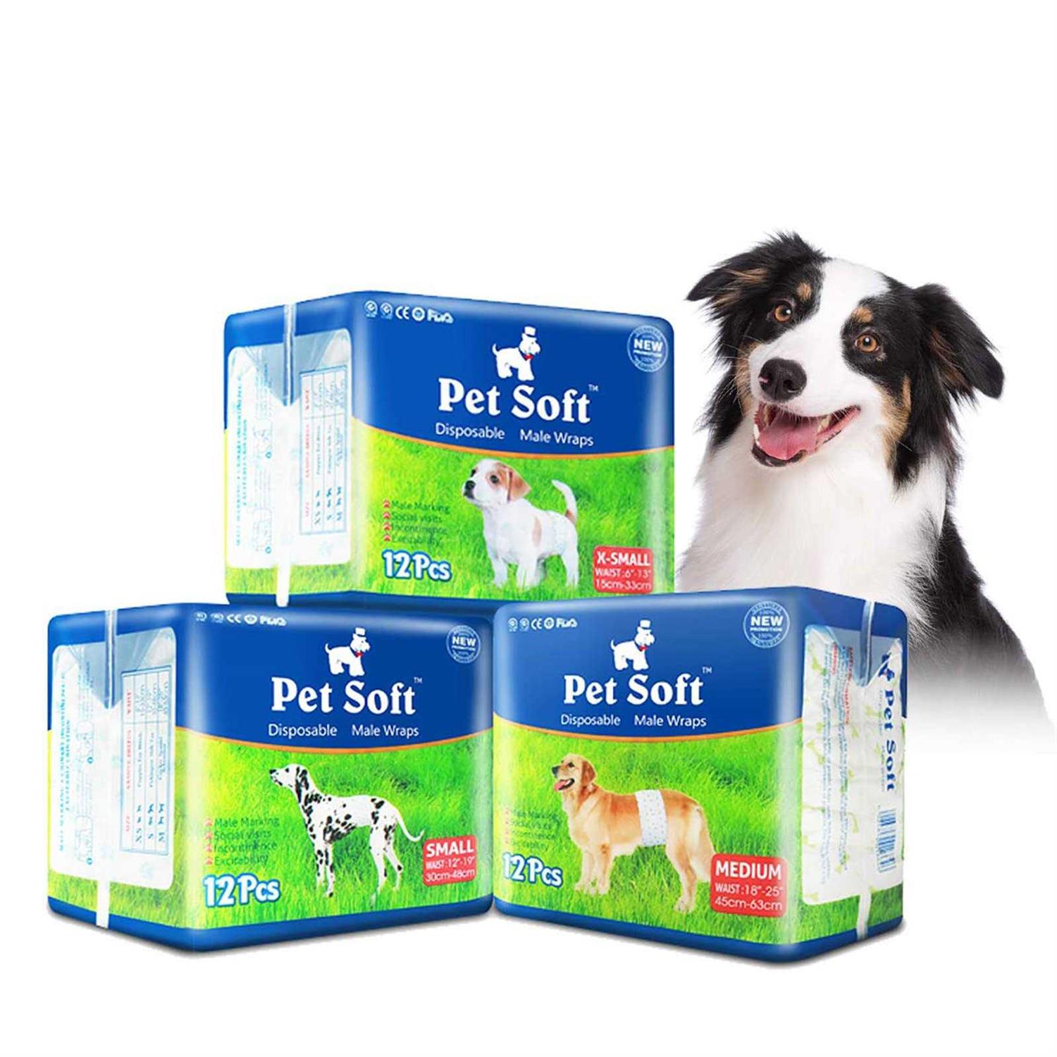 Pet Soft Disposable male Wrap Dog Diaper,12Pcs,M