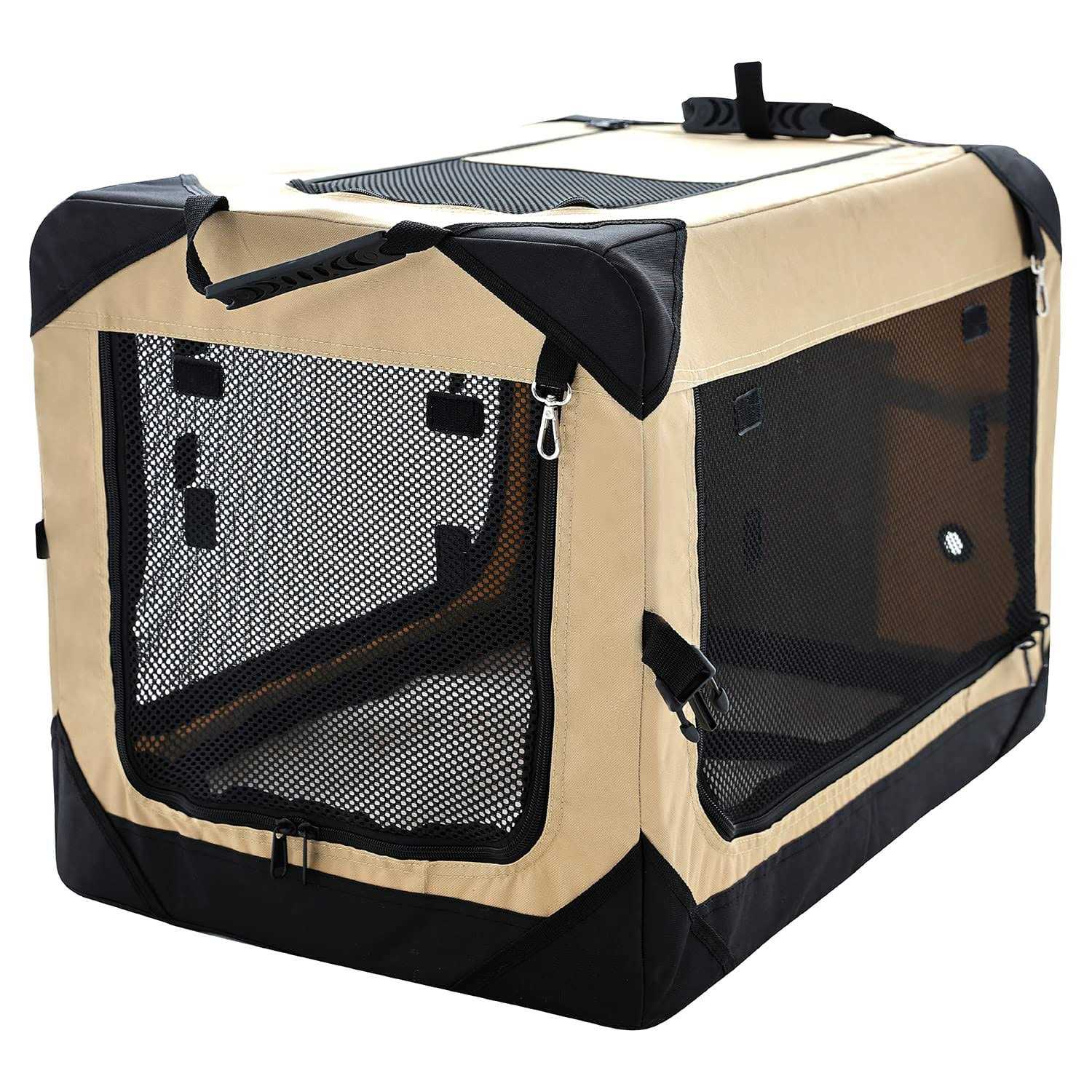 Pettycare Collapsible Dog Crate Dogs 4-Door Foldable Soft Dog Kennel with Chew Proof Mesh Windows