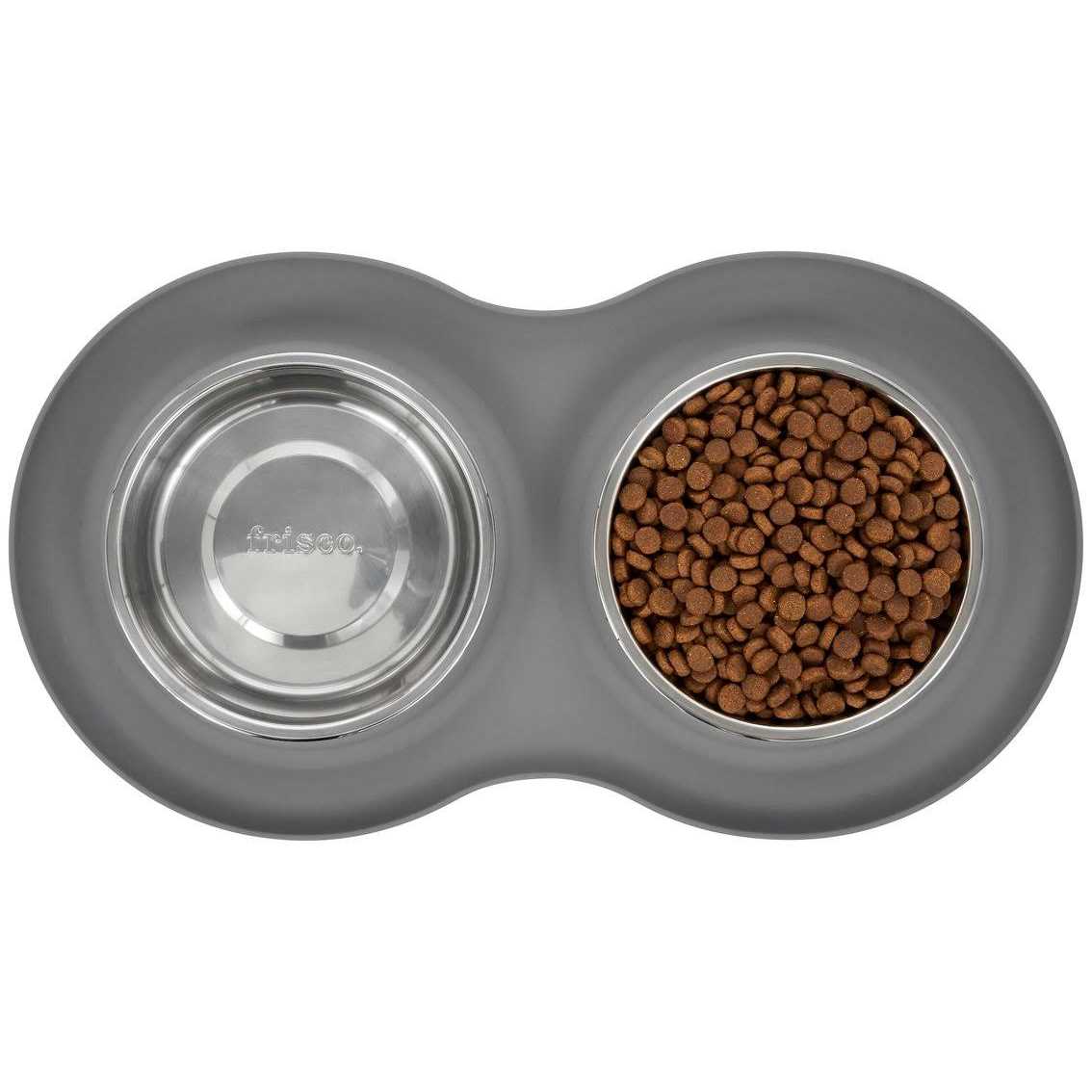 Frisco Double Stainless Steel Pet Bowl with Silicone Mat