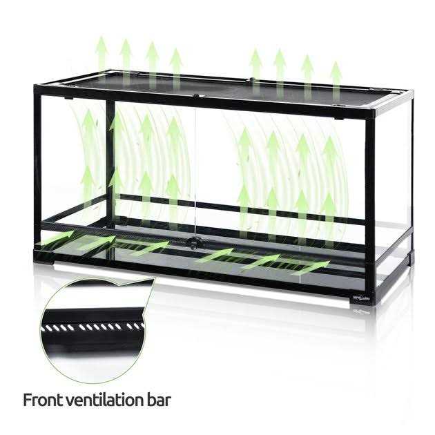 REPTI ZOO Front Double Hinge Door with PVC Background Reptile Glass Terrarium Tank