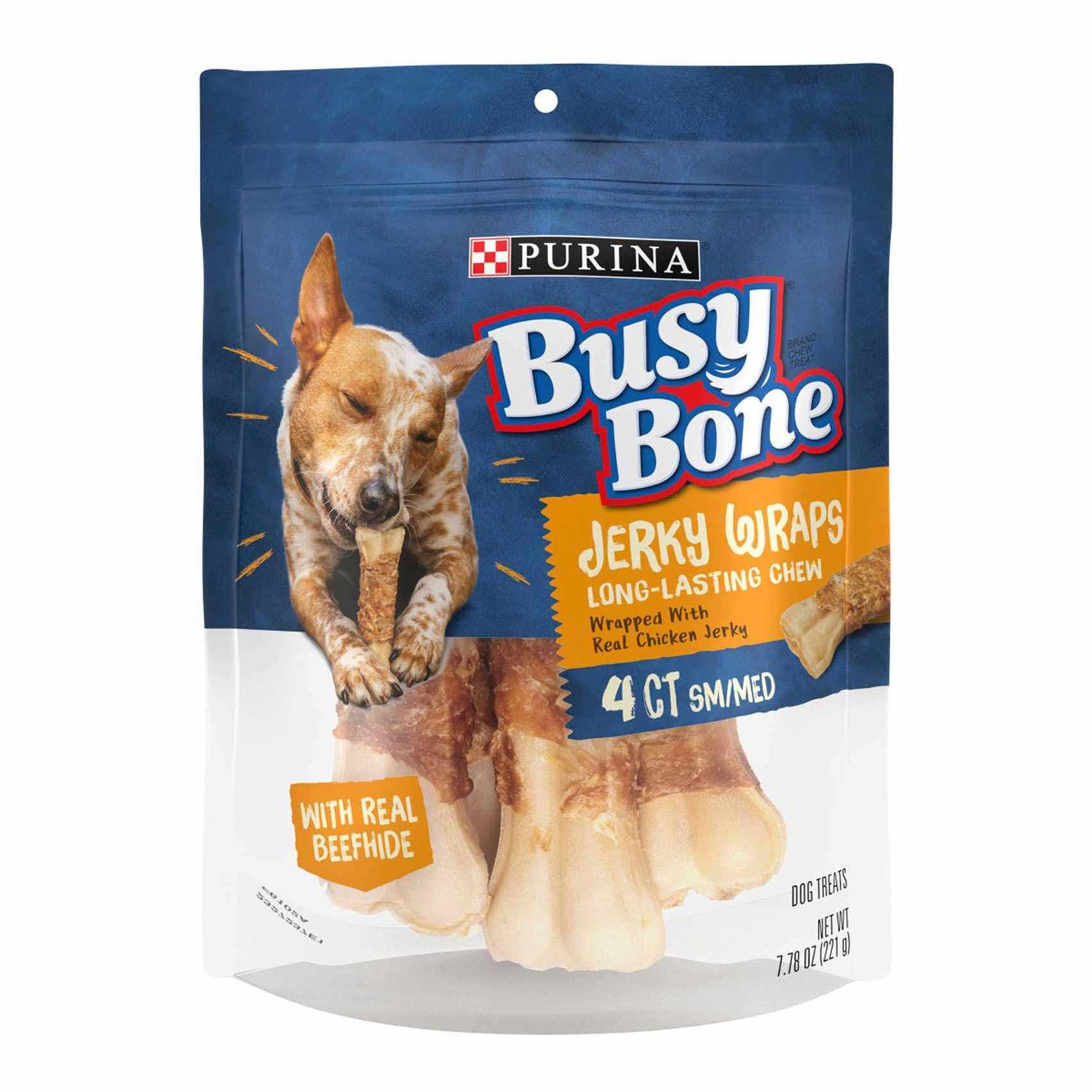 Purina Busy Jerky Wraps Beefhide & Chicken Dog Treats 4 Count