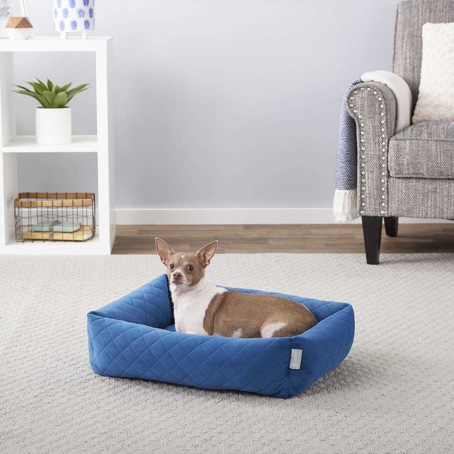 Frisco Velvet Rectangular Bolster Cat Dog Bed
