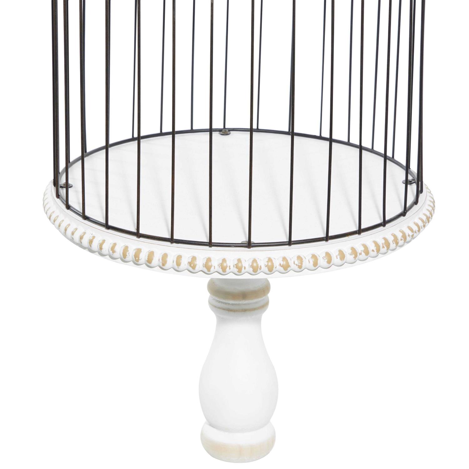 zph5263 White Wood Farmhouse Birdcage