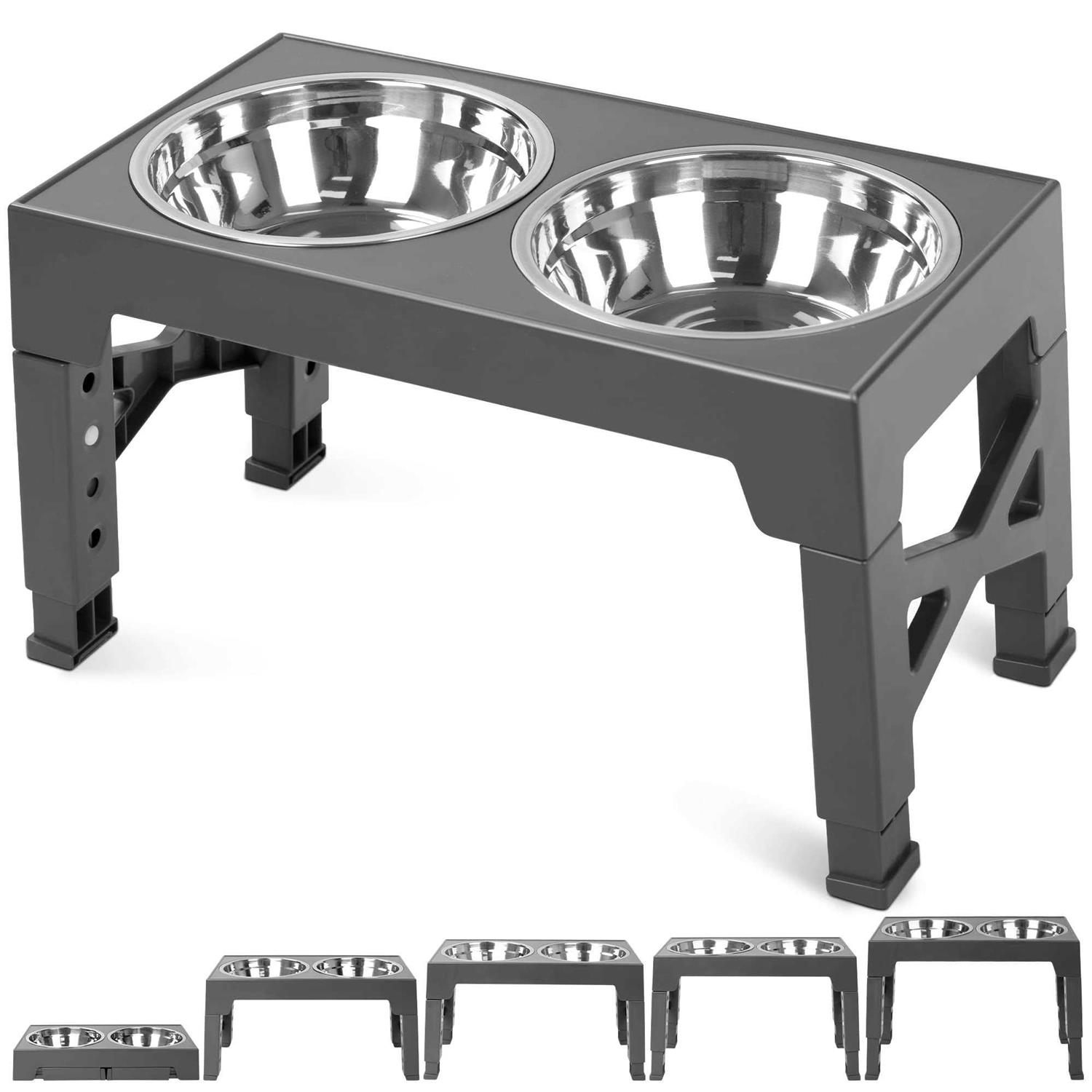 Niubya Elevated Dog Bowls with 2 Stainless Steel Dog Food Bowls