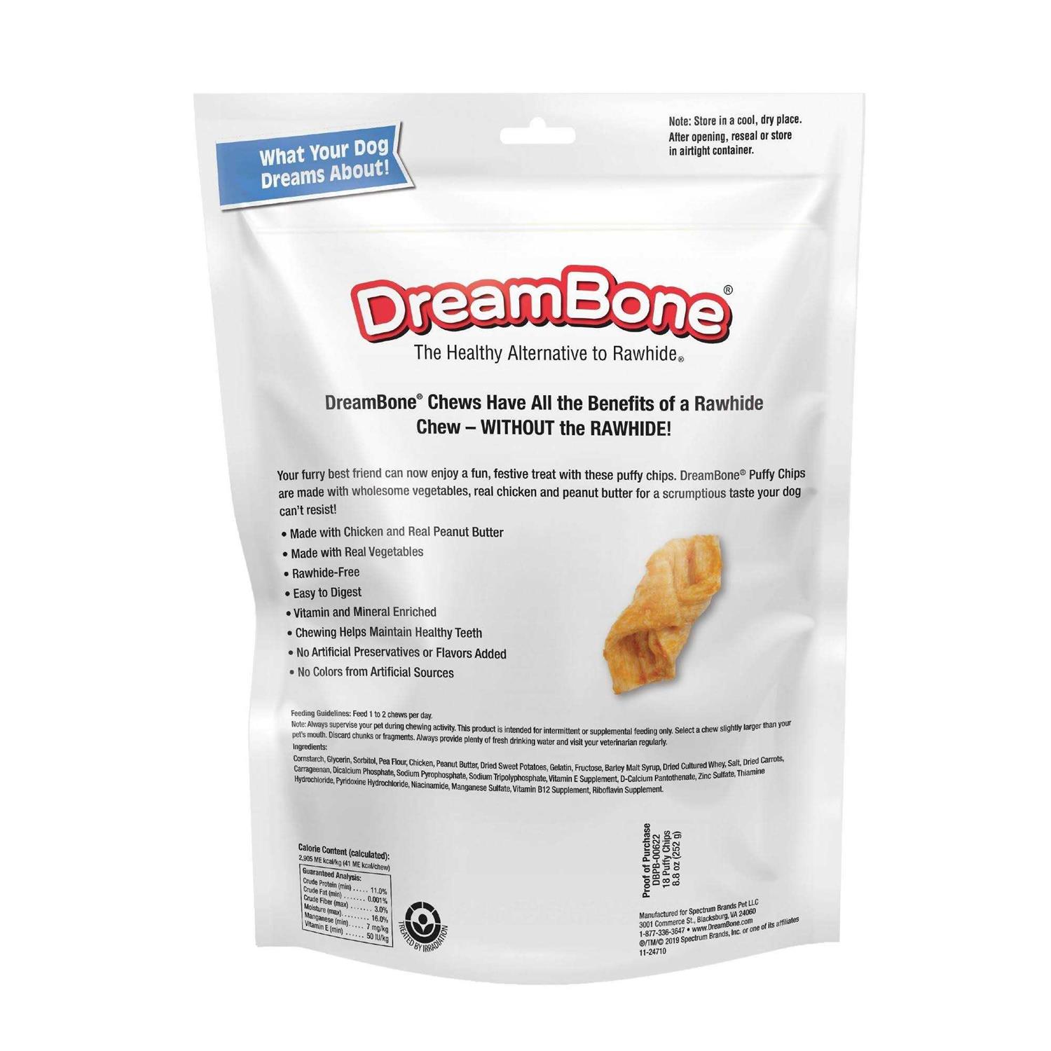 DreamBone Peanut Butter Puffy Chips Chews Dog Treats