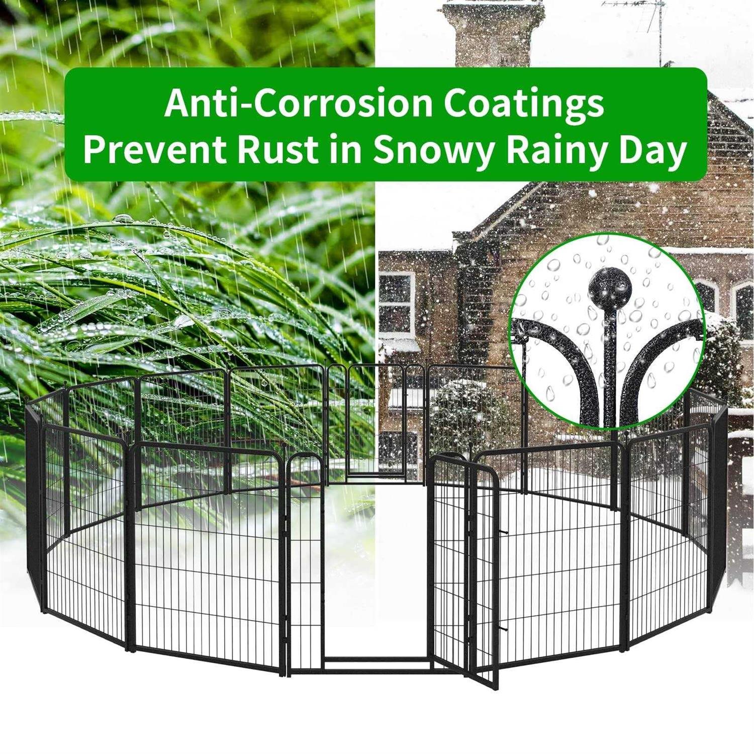 Kfvigoho Dog Playpen Outdoor Panels Heavy Duty Dog Pen Height Puppy Playpen Indoor Anti-Rust Exercise Fence with Doors for Medium/Small Pet