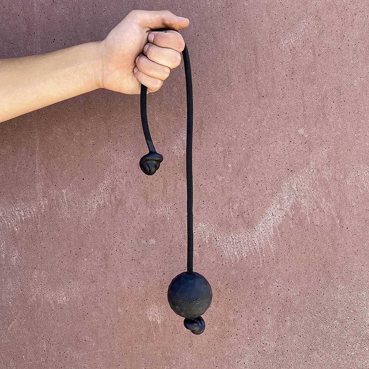 K9 Ops Dog Ball on a Rope moki Tug Toy Solid Rubber Fetch Training Reward