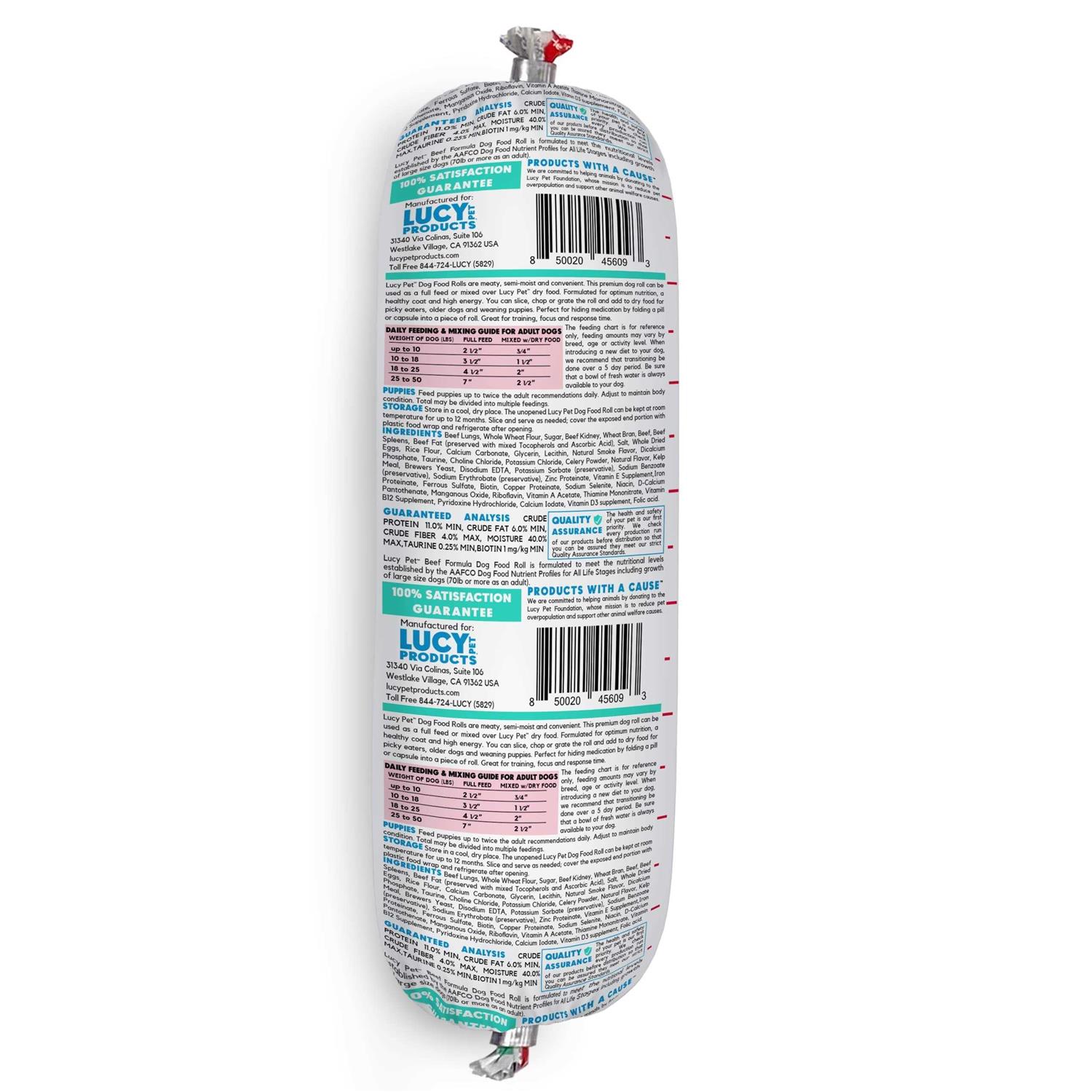 Lucy Pet Products Beef Dog Food Roll