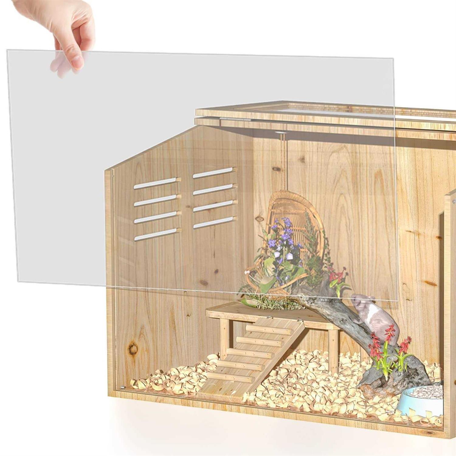 Large Hamster Cage Small Animal Cage for Hamster’s House Natural Wood Making Syrian Dwarf Hamsters Degus Mice or Other Similar-Sized Pets