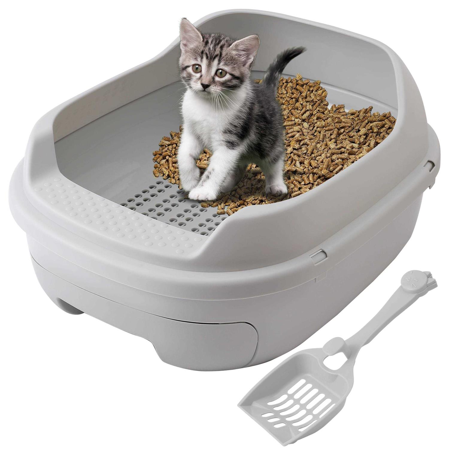 Skywin Pellet Cat Litter Box Perfect for Pine Pellets Efficient Sifting System for Cats