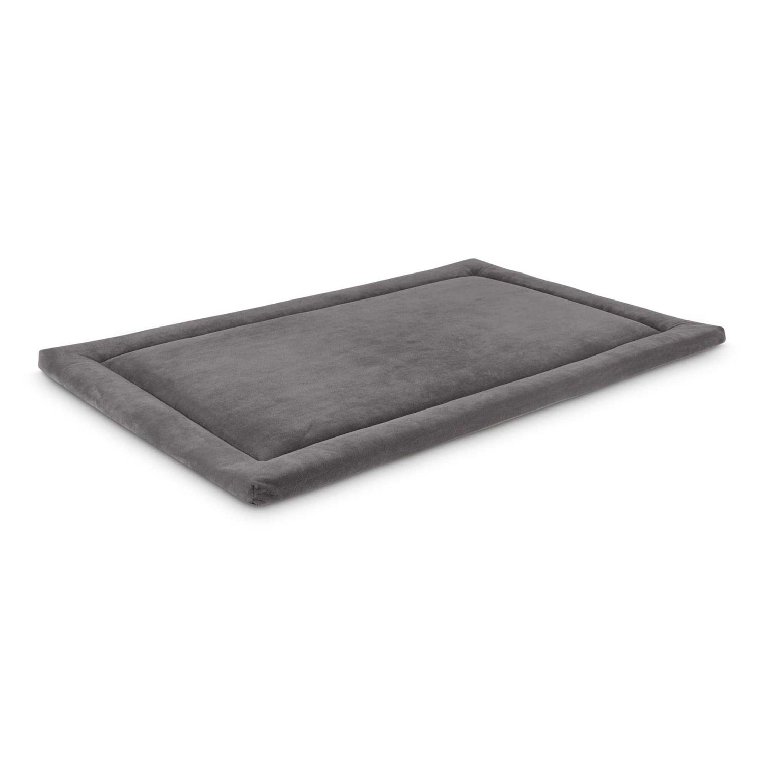 EveryYay Essentials Happy Place Dark Grey Velvet Dog Crate Mat and Pet Bed