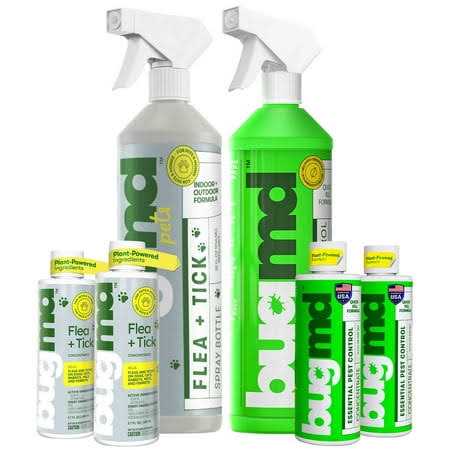 Bugmd Flea and Tick Concentrate Essential Oil-Powered Formula, Controls Fleas, Ticks, Mites in Dogs, Cats, and Other Furred