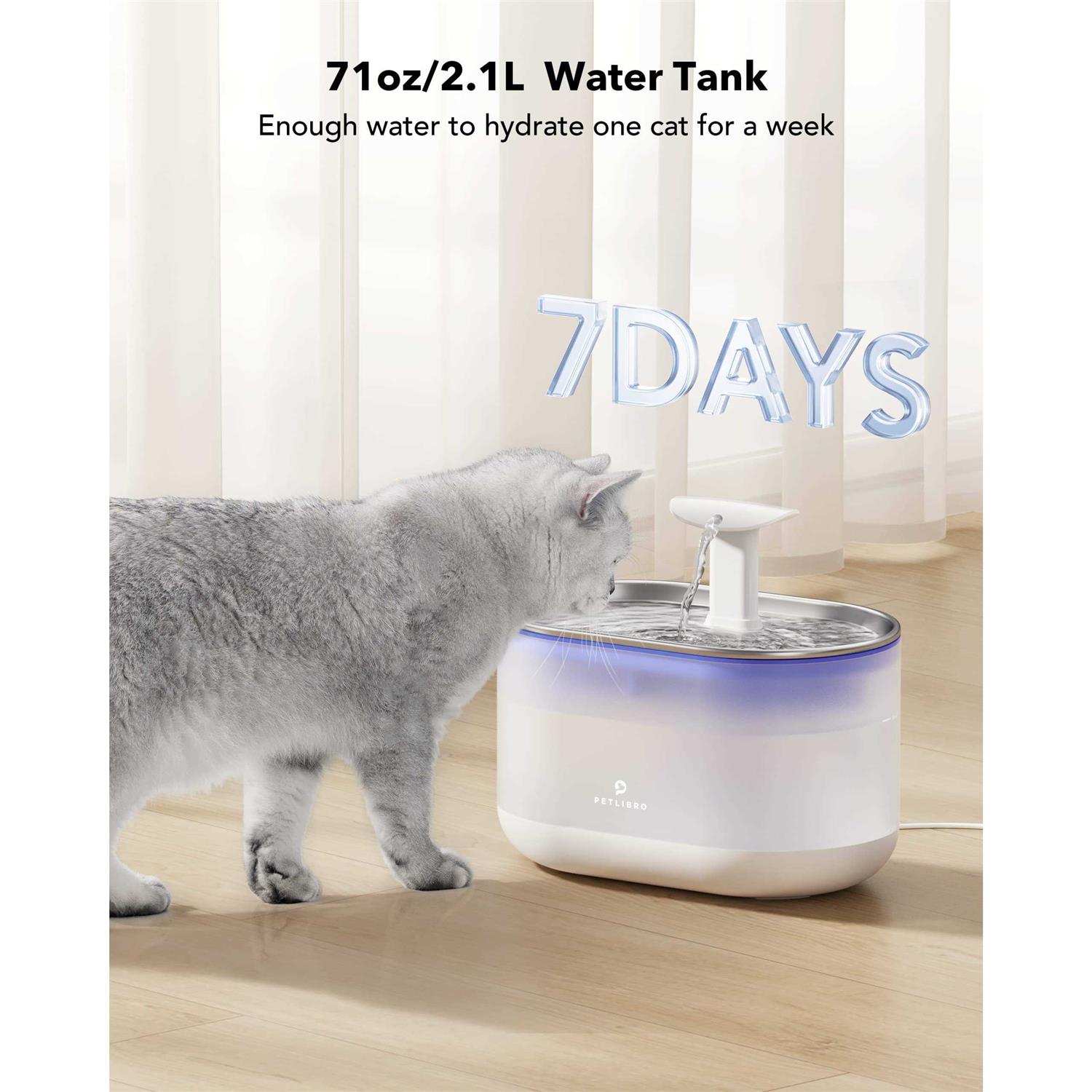 PETLIBRO Cat Water Fountain 71fl oz/2.1L Ultra Quiet Pet Water Fountain