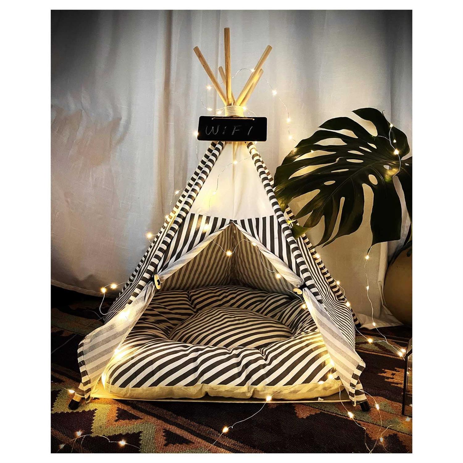 MOWMOWMOW Pet Teepee Tent for Dog House Teepee Tent House with Thick Cushion Washiable Dog Tent 28 Tall Cat House Dog Teepee
