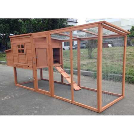 Chicken Coop Large 95 inch Deluxe Solid wood Hen Chicken Cage House Coop Huge with Run nesting box, Brown
