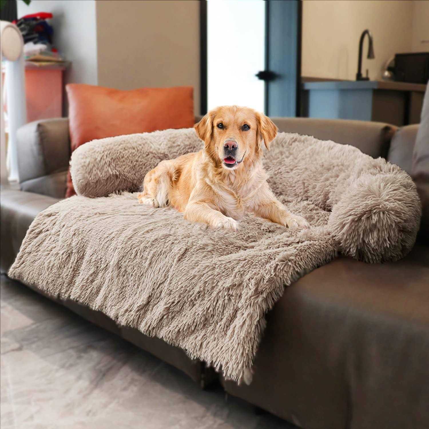 Dekeyoo Pet Couch Protector Waterproof Calming Dog Bed Plush Dog Mat Dog Sofa