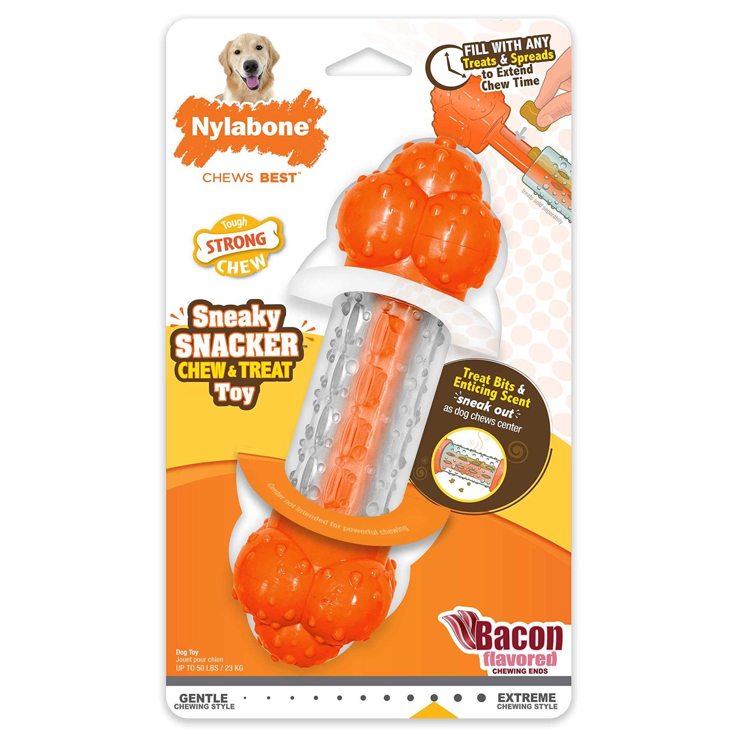 Nylabone Sneaky Snacker Bacon Treat Dog Toy