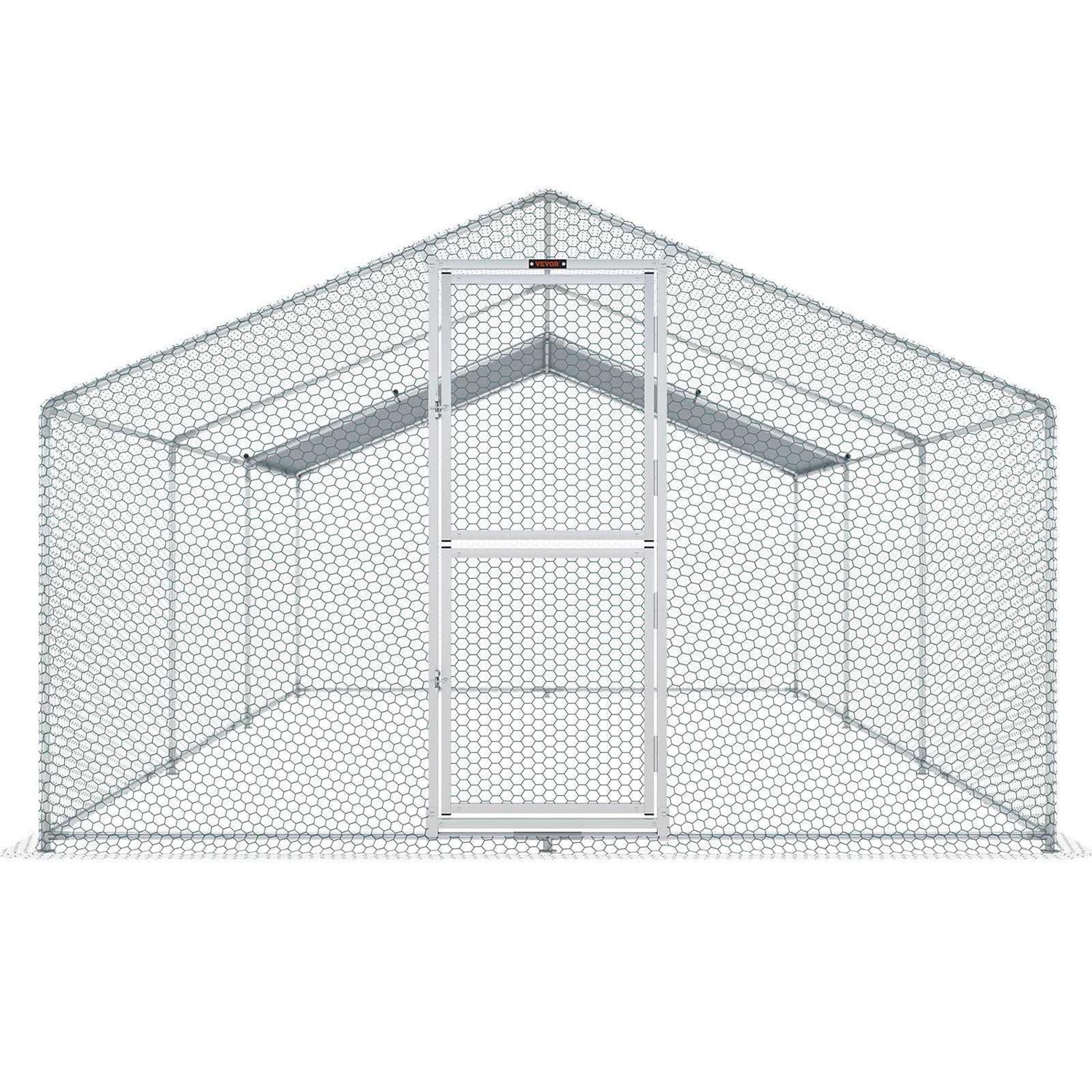 VEVOR Large Metal Chicken Coop with Run Walkin Poultry Cage for Yard Waterproof Cover