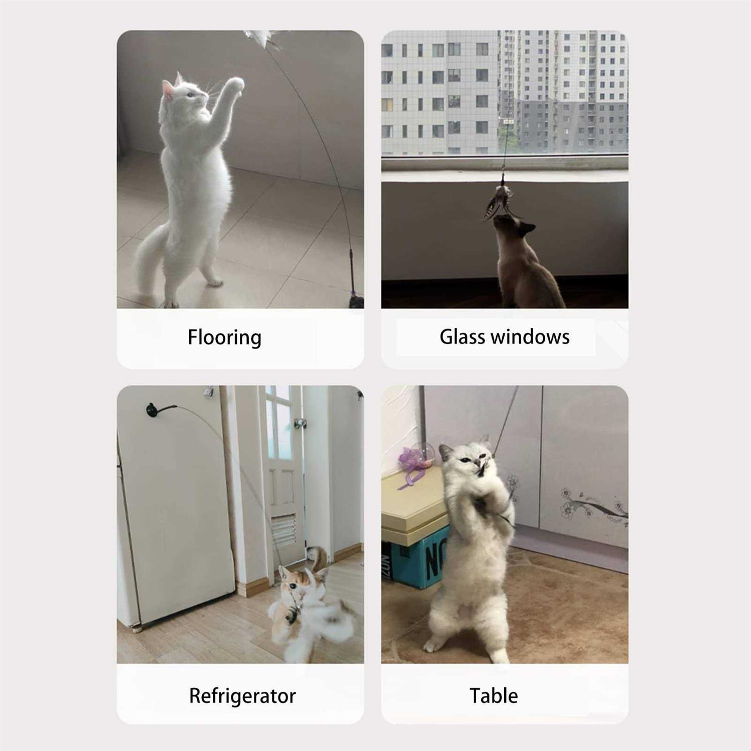 TINGIC Cat Toy Wand Auto Interactive Toys for Indoor Cat 6 in 1 Hands-Free Natural Bird Feather Ball Toys