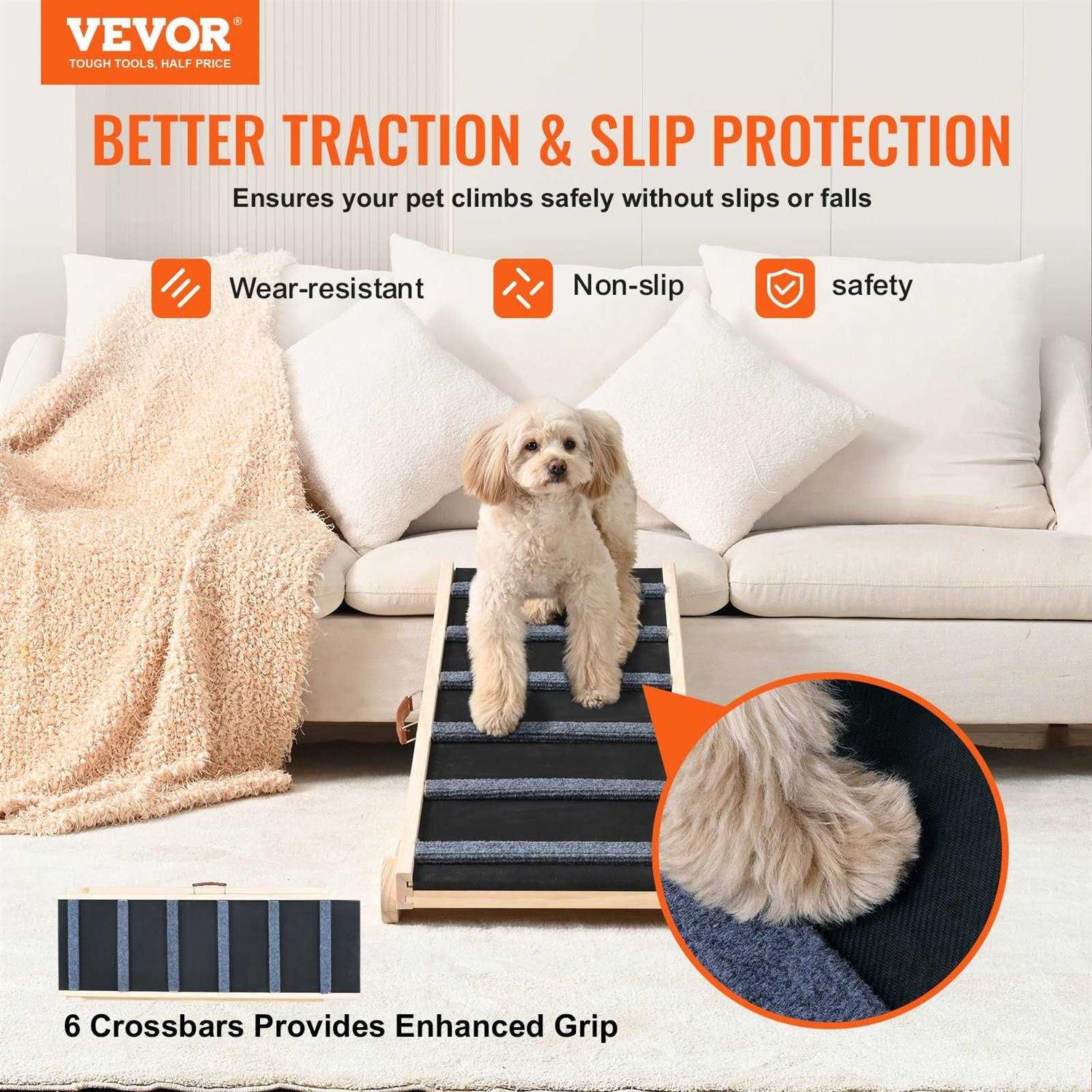 VEVOR Dog Ramp Folding Pet Ramp for Bed Adjustable Dog Ramp for Small